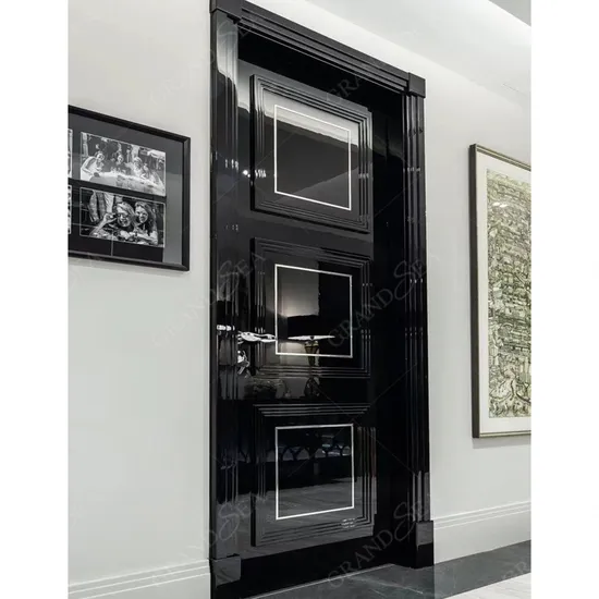 프렌치 모던 컨템포러리 메인 솔리드 우드 월넛 피벗 현관문 입구